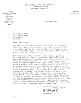 Dopis Iva Moravčíka (2. prosince 1952)