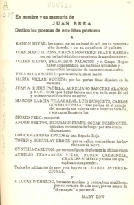Věnování z publikace Juana Breá Poemas de entonces (La Habana, 1942)