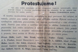 Manifest Protestujeme!, Proletářské noviny, 15. dubna 1938, r. I, č. 1, s. 1