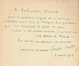 Dedikace A. Bretona B. Broukovi - Spojité nádoby