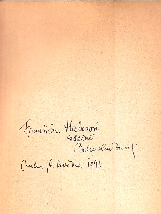 Věnování Františku Halasovi v Broukově Jazykové komice (1941)